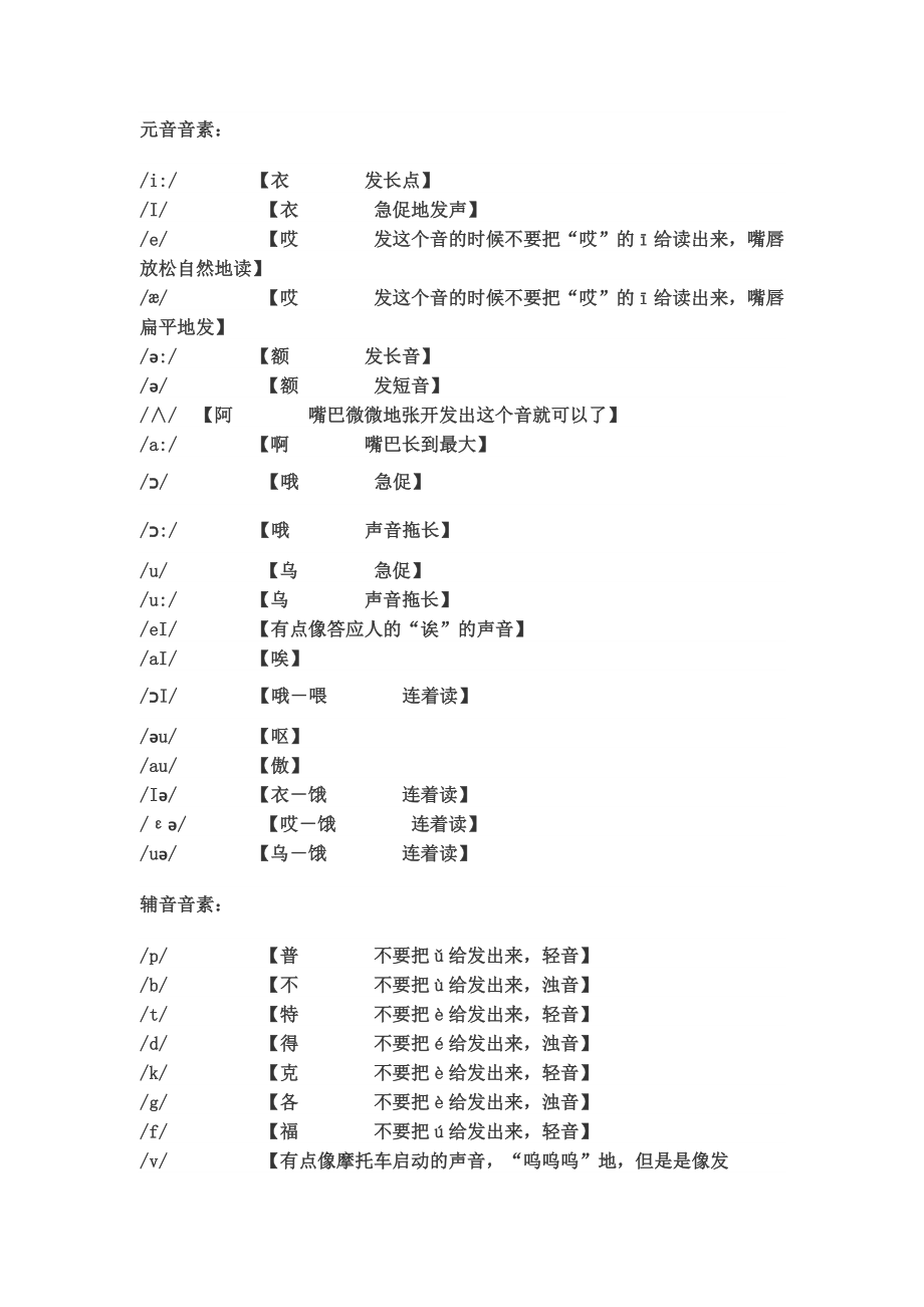 英语48个音标中文谐音读法大全_第1页