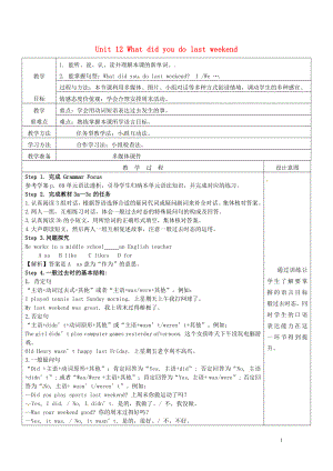 陜西省延安市富縣羊泉鎮(zhèn)七年級英語下冊 Unit 12 What did you do last weekend Section A（3a-3c）教案 （新版）人教新目標版