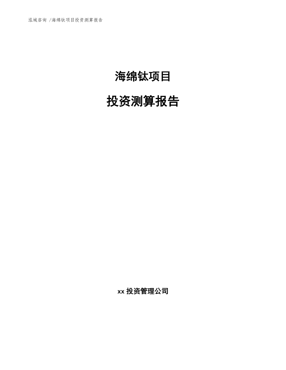 海绵钛项目投资测算报告【范文】_第1页