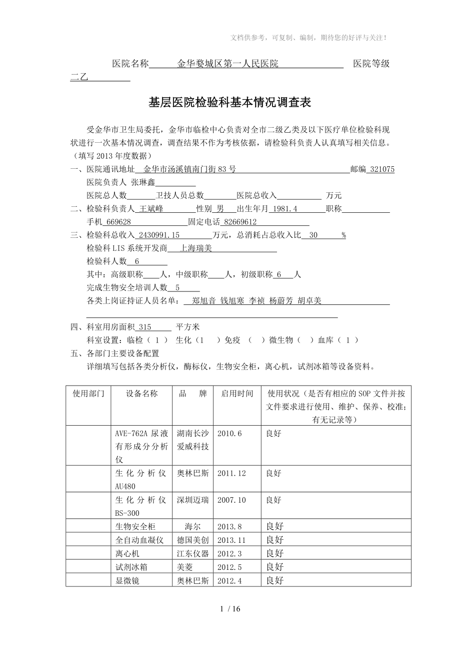 基层医院检验科现状调查_第1页