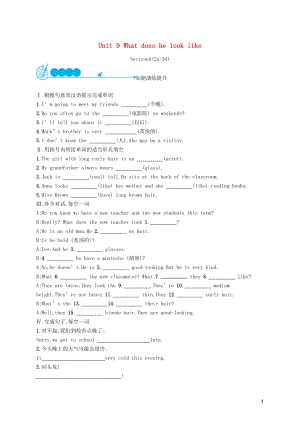 2019年春七年級英語下冊 Unit 9 What does he look like（第2課時）Section A（2a-3c）知能演練提升 （新版）人教新目標(biāo)版