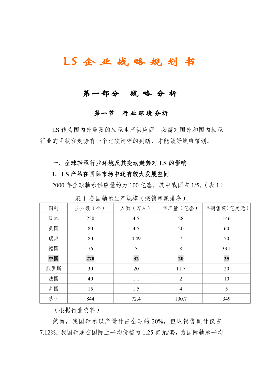 LS企业战略规划书(doc 46页)1_第1页