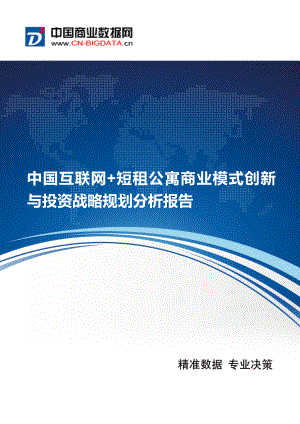 中国互联网短租公寓商业模式创新与投资战略规划分析报告