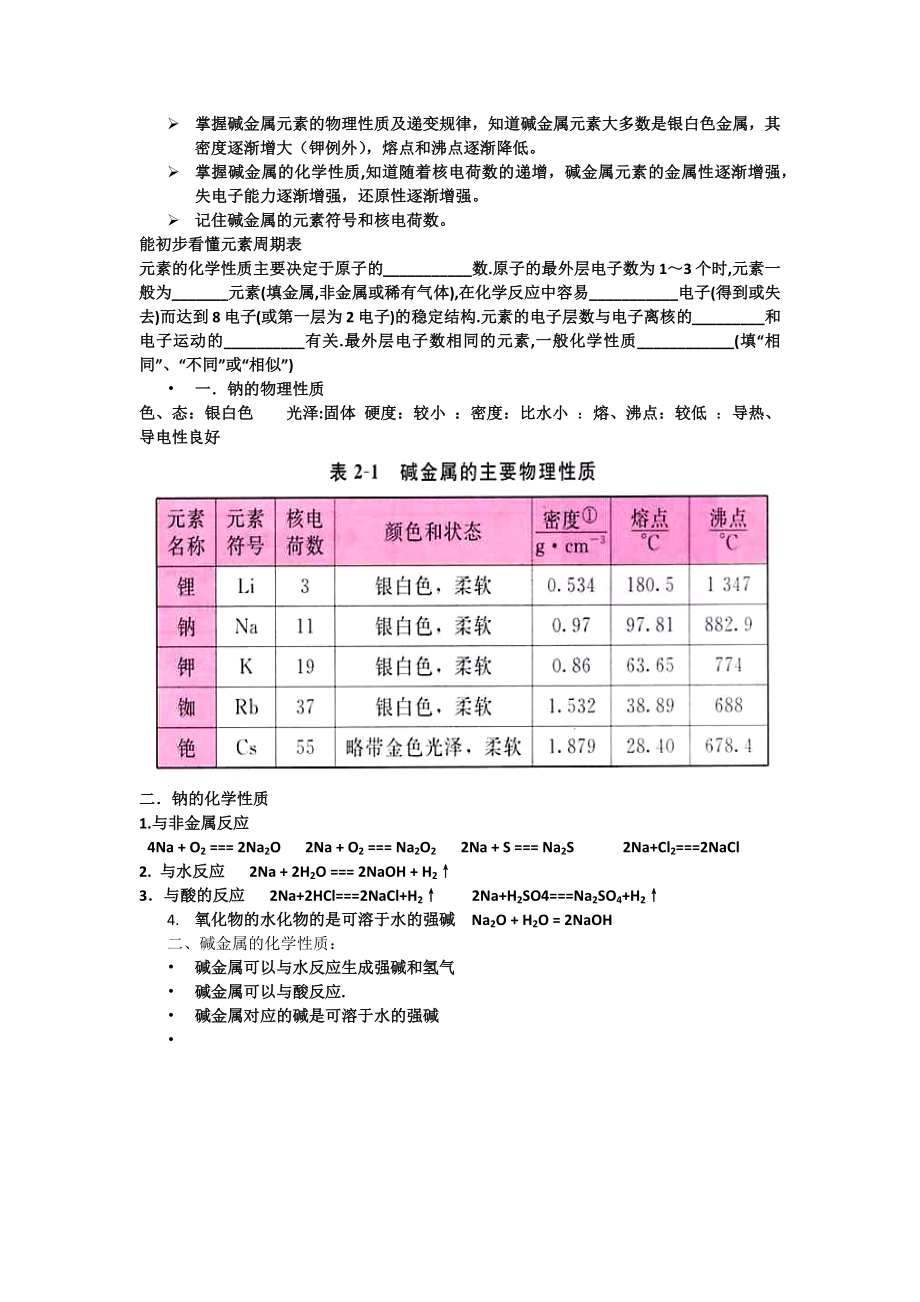 掌握碱金属元素的物理性质及递变规律_第1页