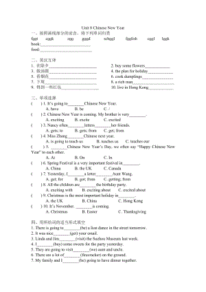 六年級(jí)上冊(cè)英語(yǔ)試題 Unit 8 Chinese New Year單元綜合測(cè)試卷-譯林版 （三起）（含答案）