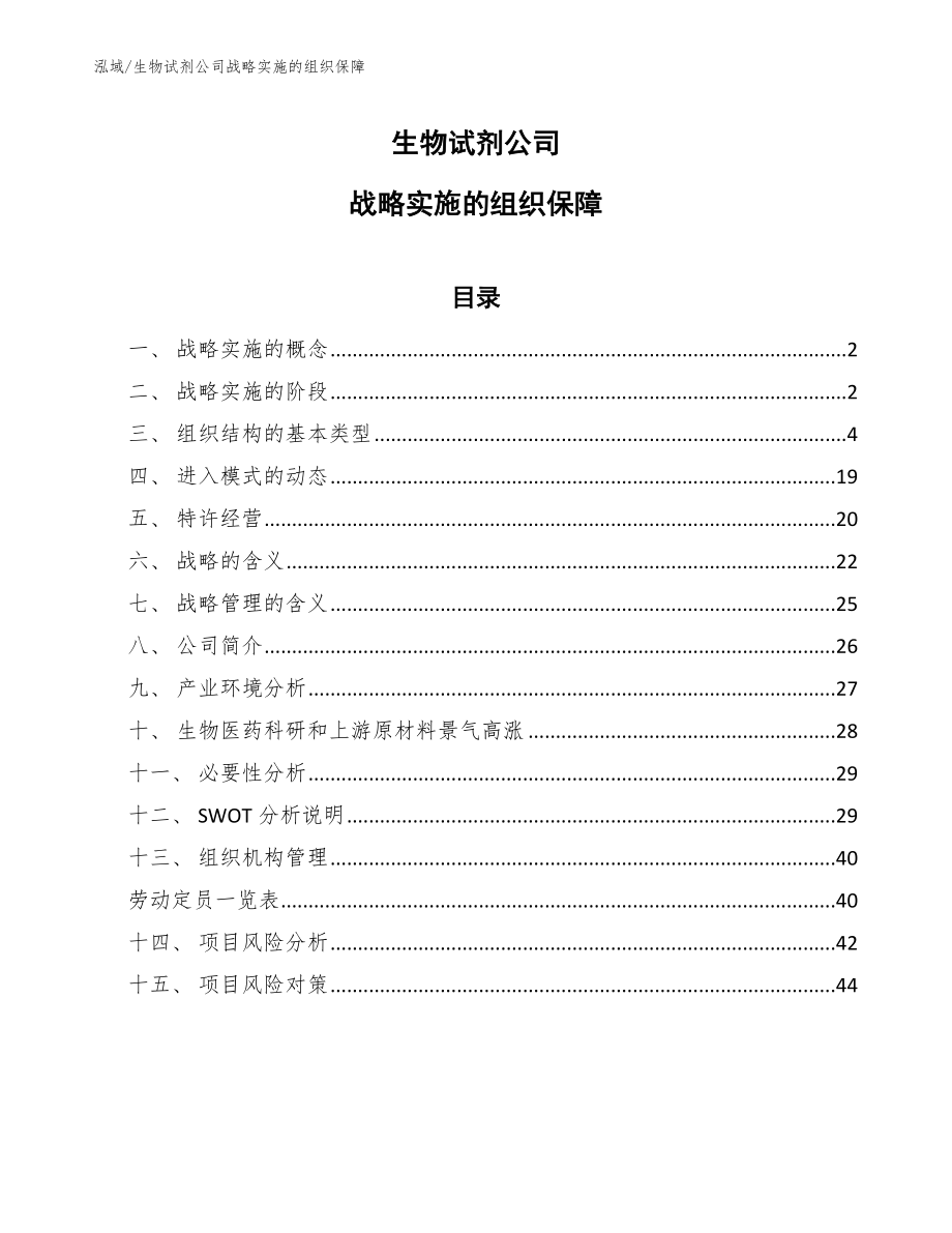 生物试剂公司战略实施的组织保障_第1页