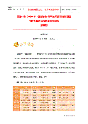 贵州省XXXX远程培训学情通报第四期（121-127）-