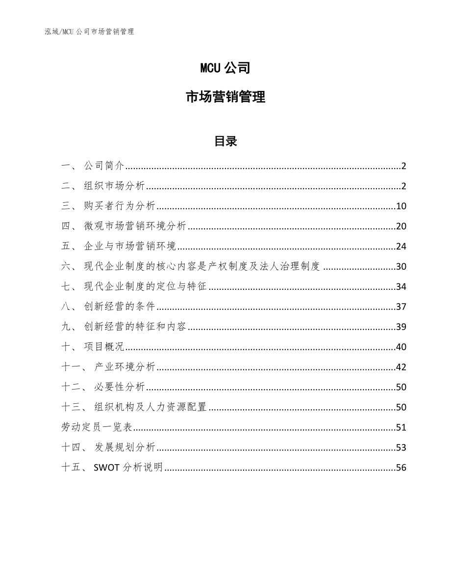 MCU公司市场营销管理【参考】_第1页