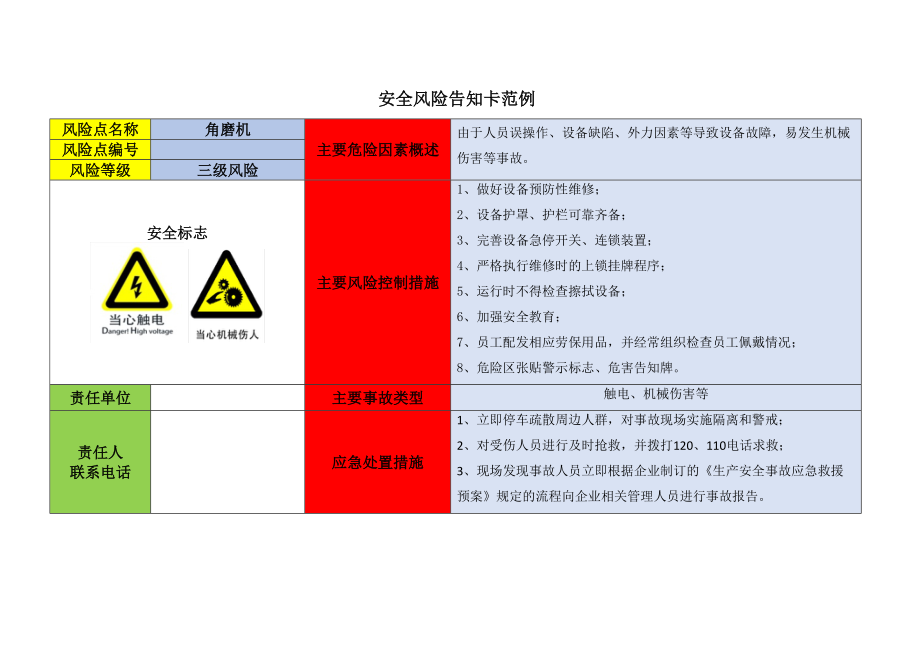 角磨机安全风险告知卡_第1页