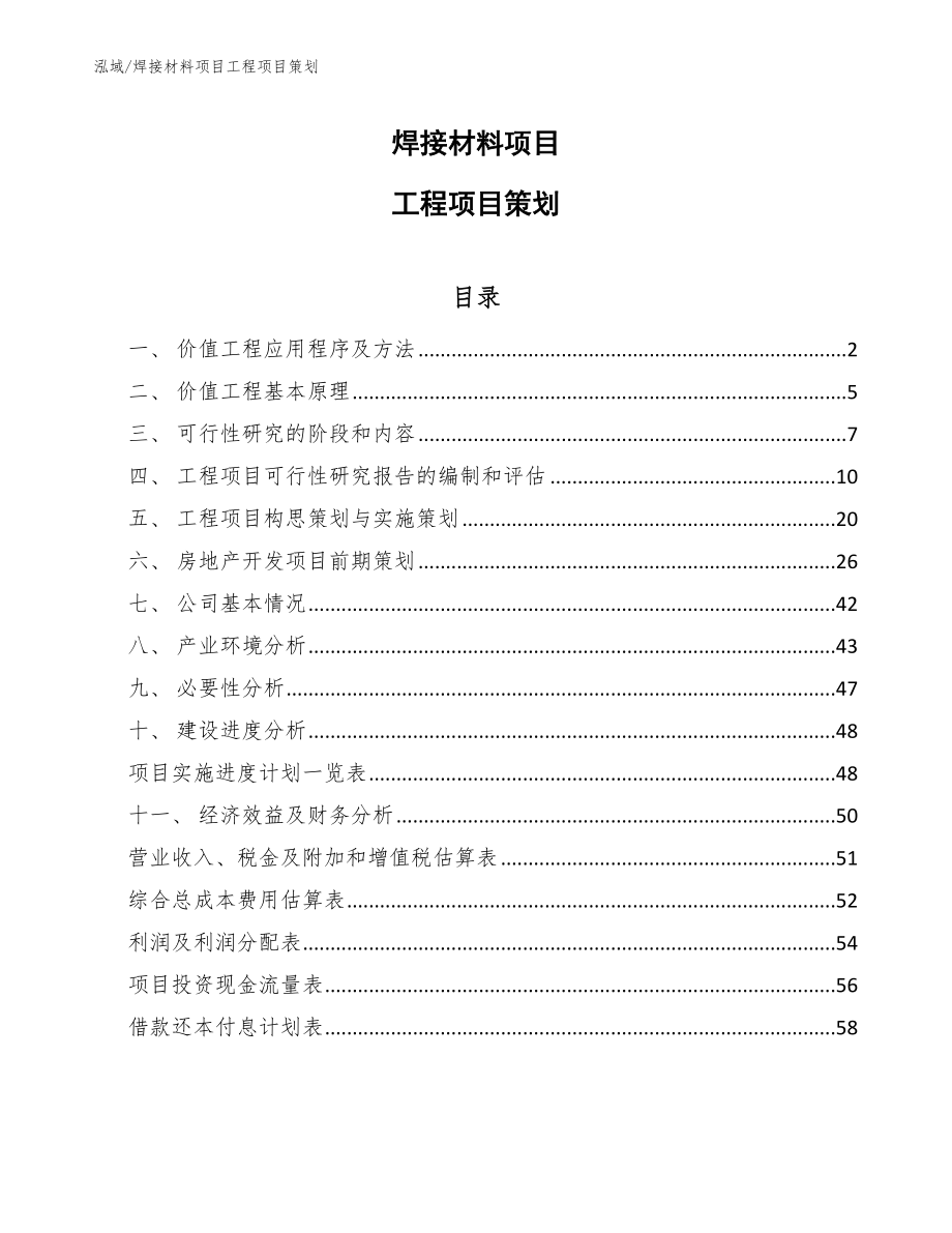 焊接材料项目工程项目策划_范文_第1页