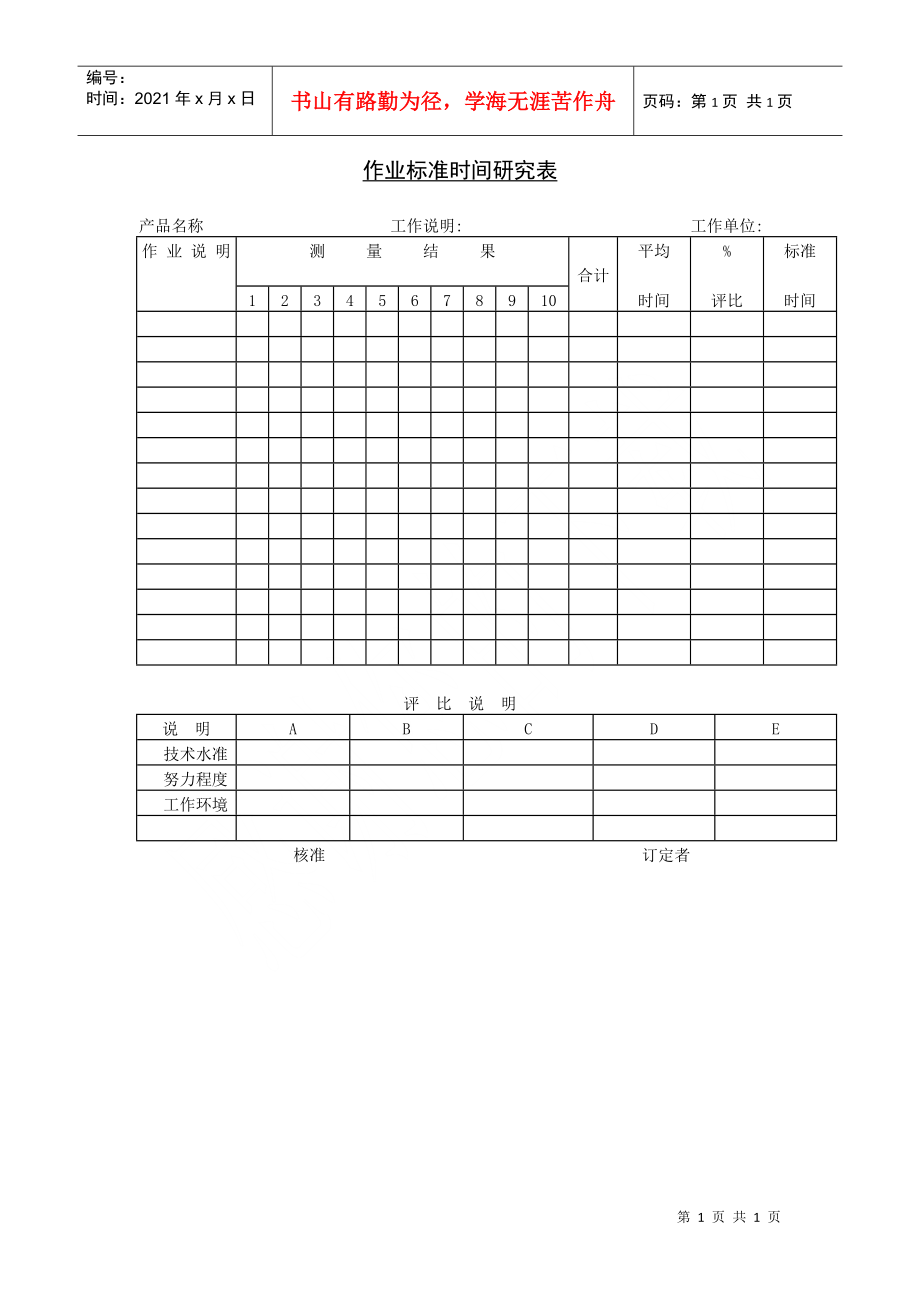 作业标准时间研究表5_第1页