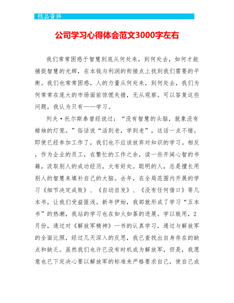 公司学习心得体会范文3000字左右_第1页