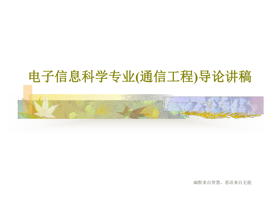 電子信息科學專業(通信工程)導論講稿課件_第1頁
