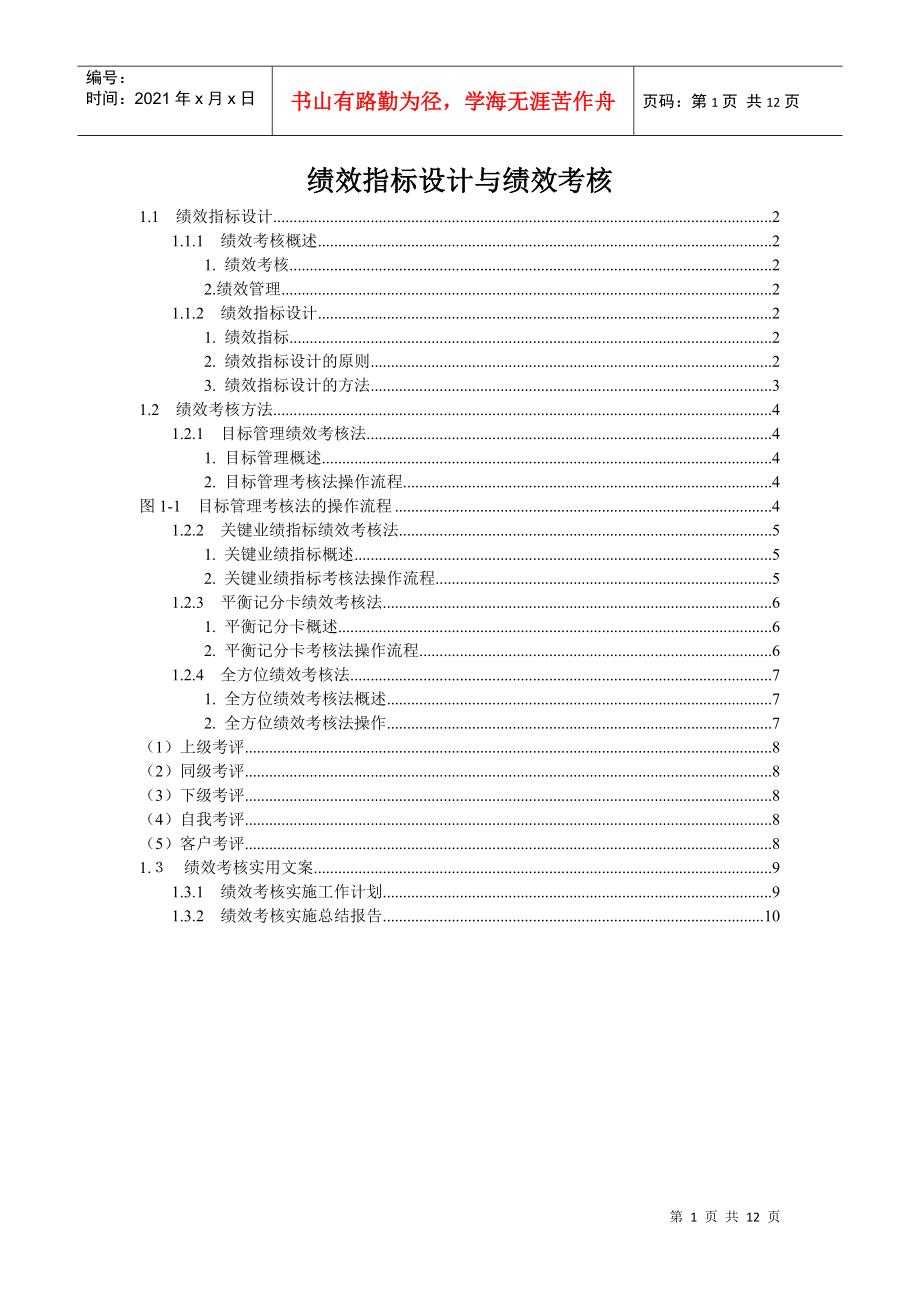 绩效指标设计绩效考核_第1页