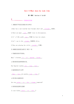 七年級(jí)英語(yǔ)下冊(cè) Unit 9 What does he look like（第1課時(shí)）Section A（1a-2d）練習(xí) （新版）人教新目標(biāo)版