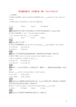 （課標通用）安徽省2019年中考英語總復習 第五部分 九全 考點強化練20 Unit 11-12試題