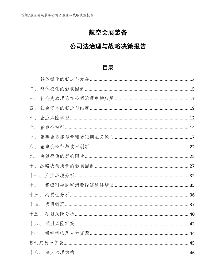 航空会展装备公司法治理与战略决策报告_第1页