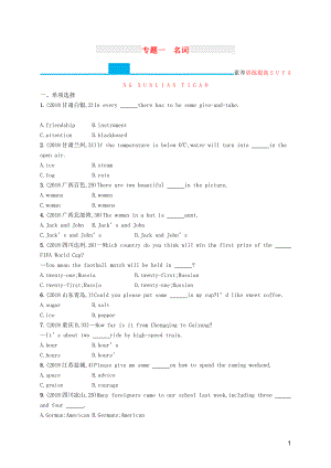 （課標(biāo)通用）甘肅省2019年中考英語總復(fù)習(xí) 專題一 名詞試題