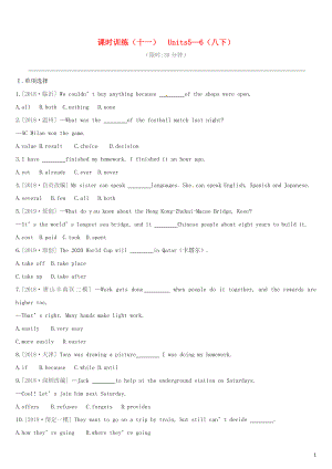 （河北專版）2019中考英語高分復(fù)習(xí) 第一篇 教材梳理篇 課時(shí)訓(xùn)練11 Units 5-6（八下）習(xí)題 （新版）冀教版