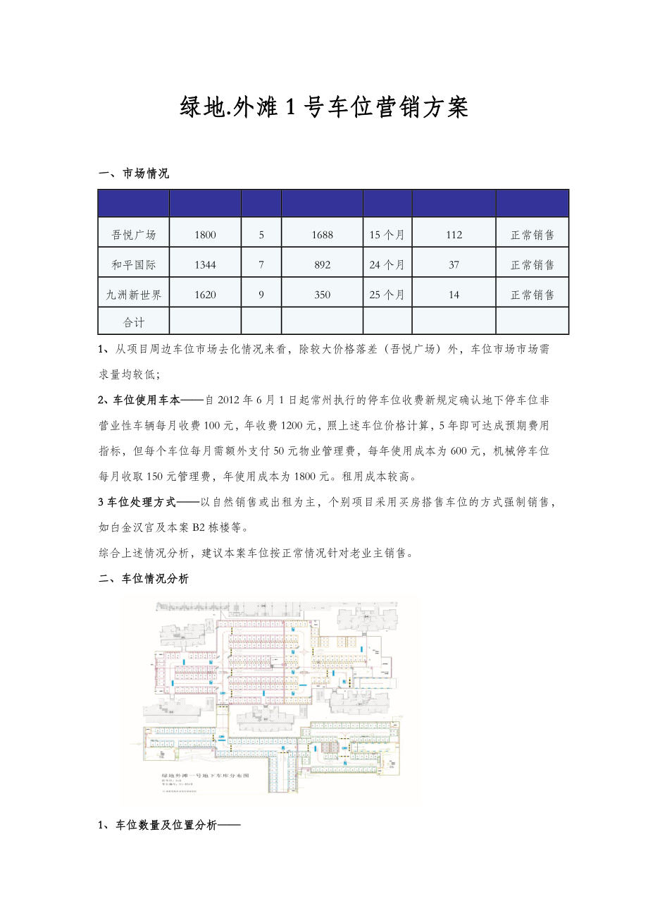 车位营销方案_第1页