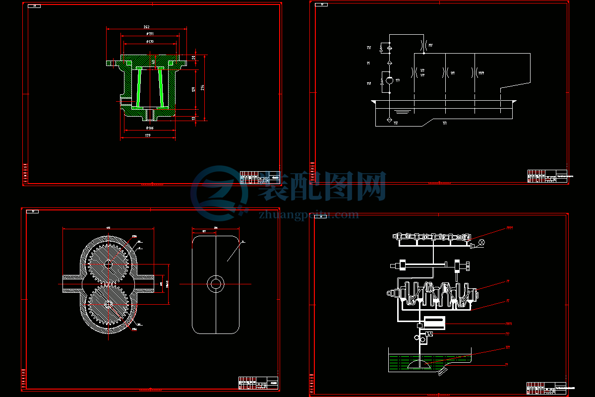 汽車發(fā)動(dòng)機(jī)潤滑系統(tǒng)圖紙4張