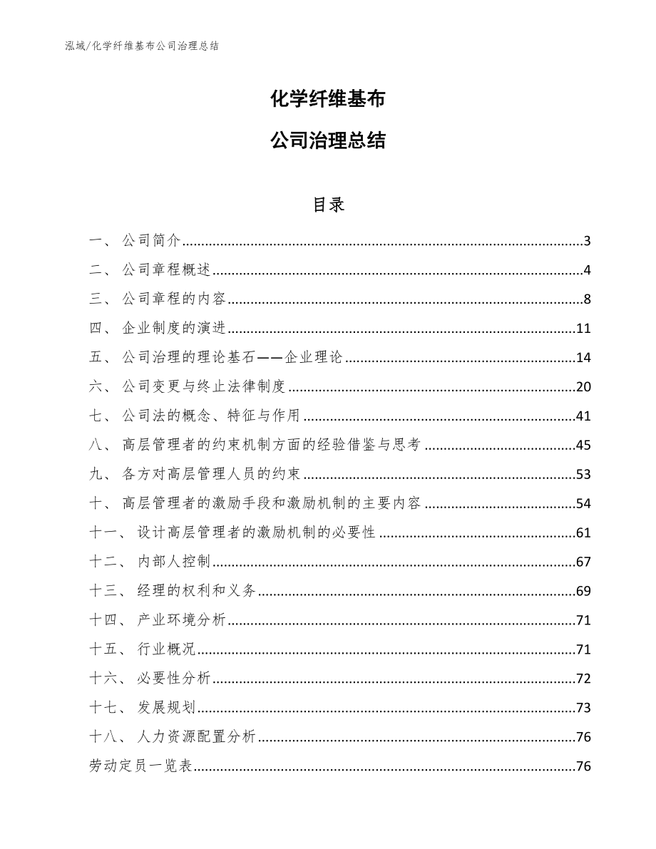 化学纤维基布公司治理总结_范文_第1页