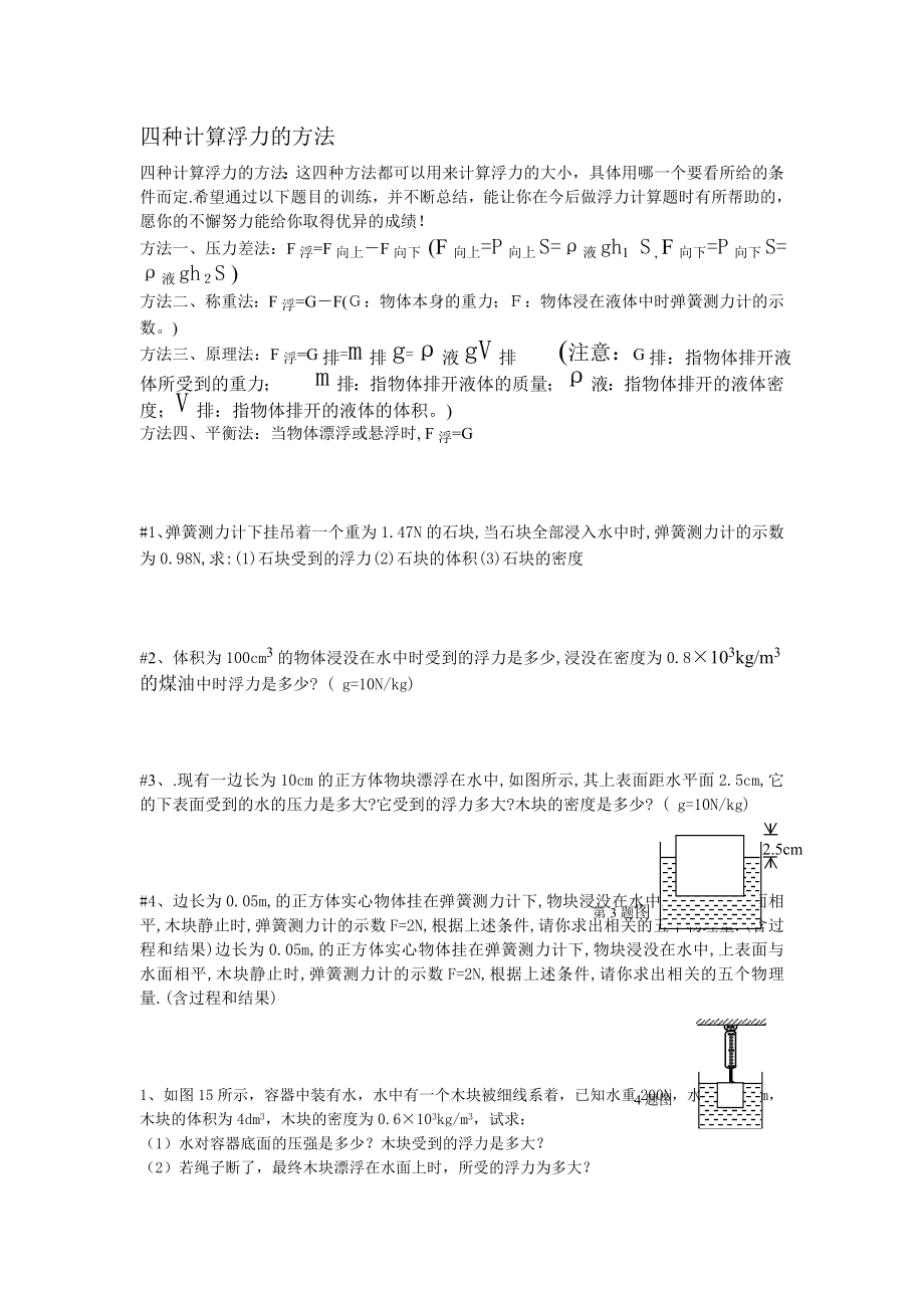 四种计算浮力的方法_第1页