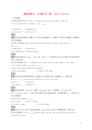（課標通用）甘肅省2019年中考英語總復(fù)習(xí) 素養(yǎng)全練20 九全 Unit 11-12試題