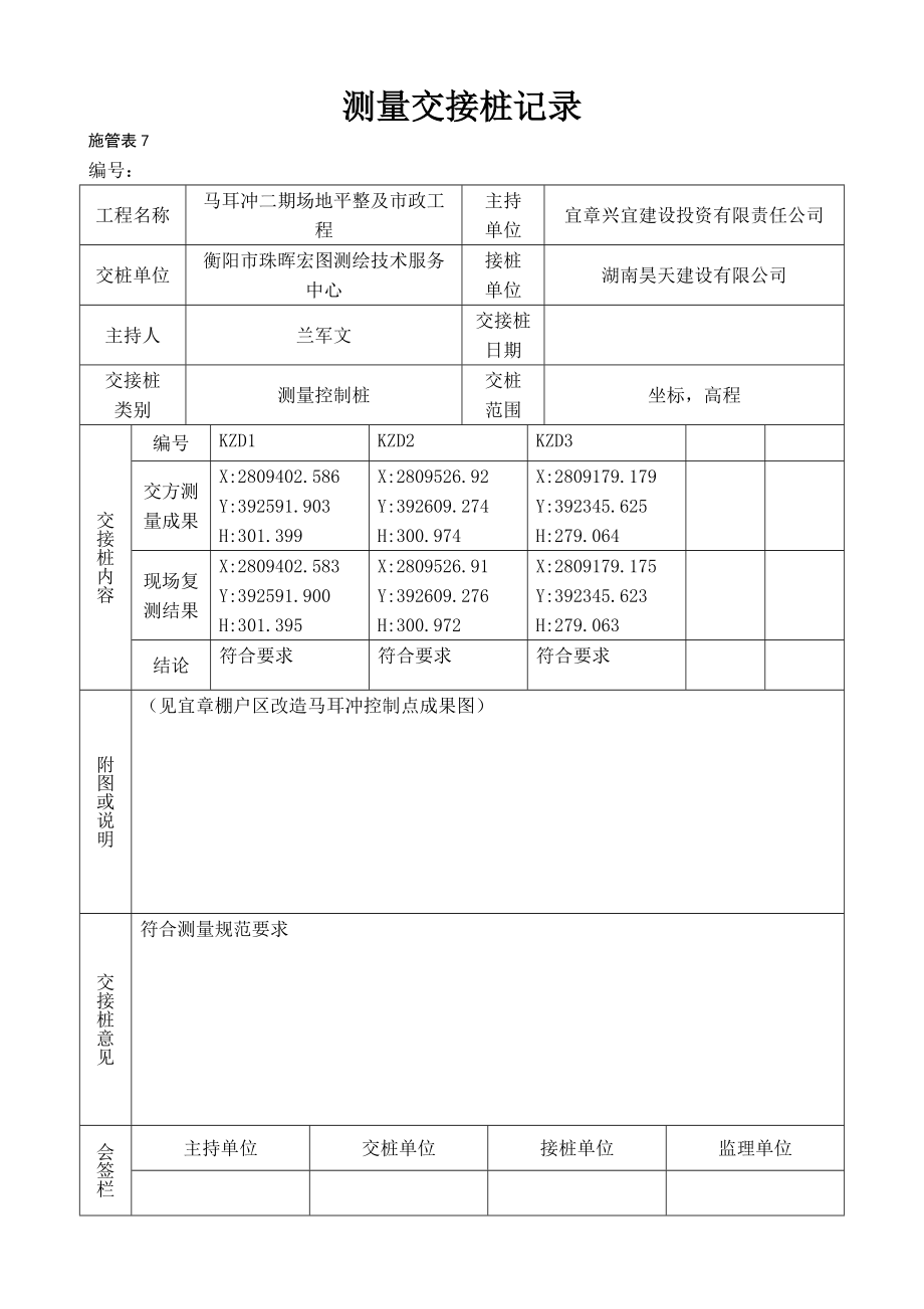 測(cè)量交接樁記錄_第1頁(yè)