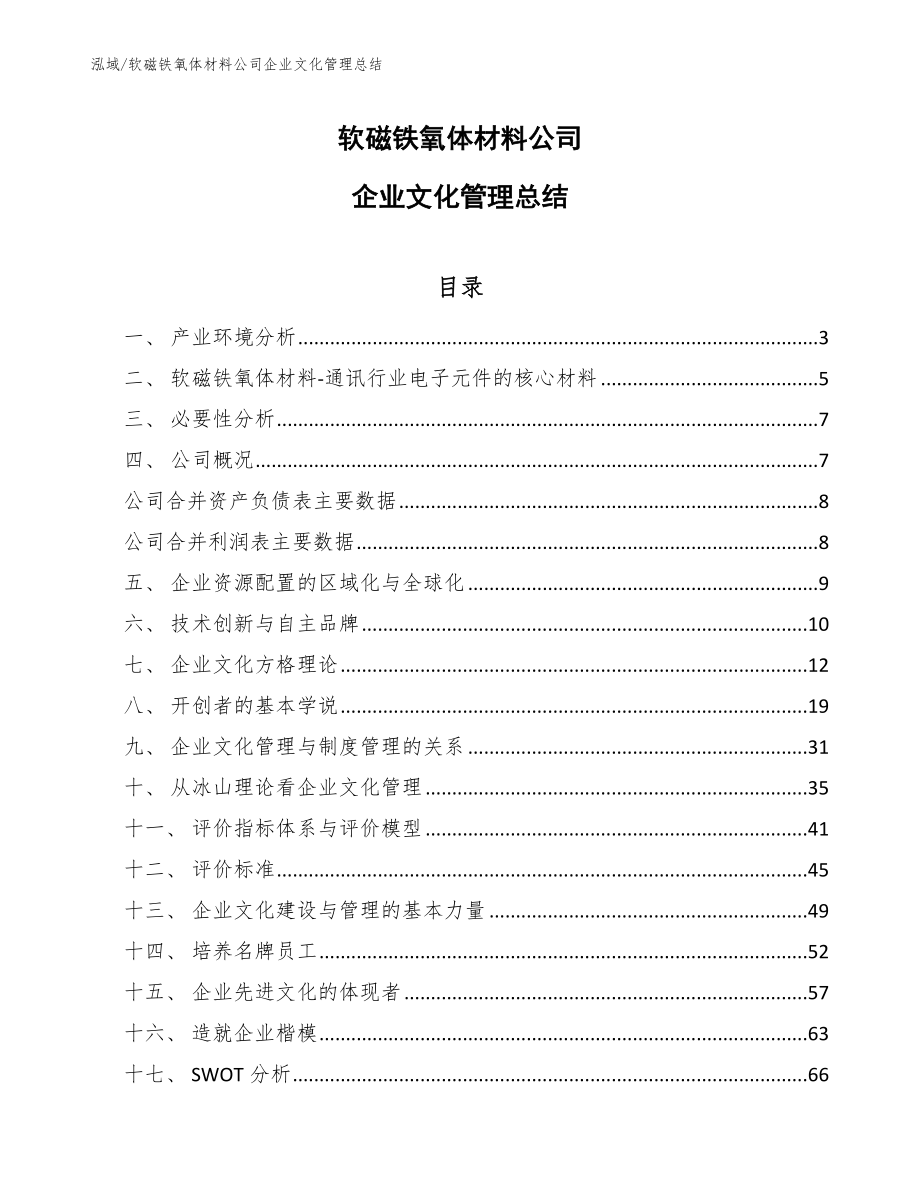 软磁铁氧体材料公司企业文化管理总结_范文_第1页