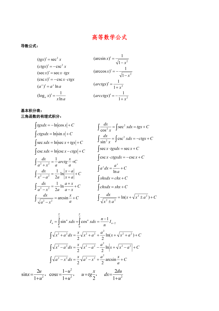 大学高等数学所有的公式大全精华_第1页