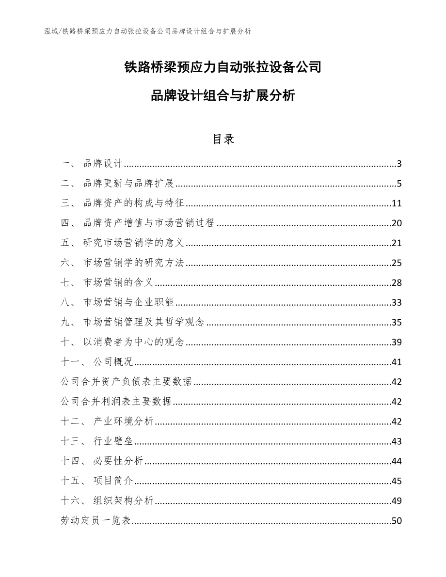 铁路桥梁预应力自动张拉设备公司品牌设计组合与扩展分析（范文）_第1页