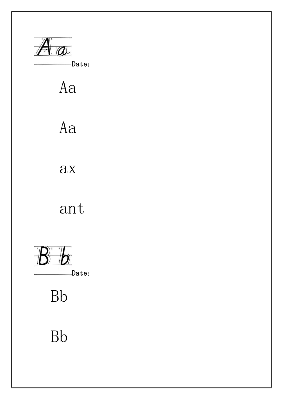 一年级字母书写aazz