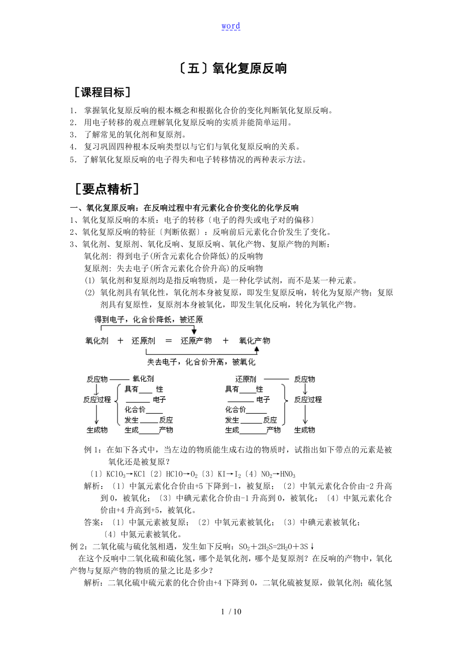 高一复习氧化还原反应_第1页