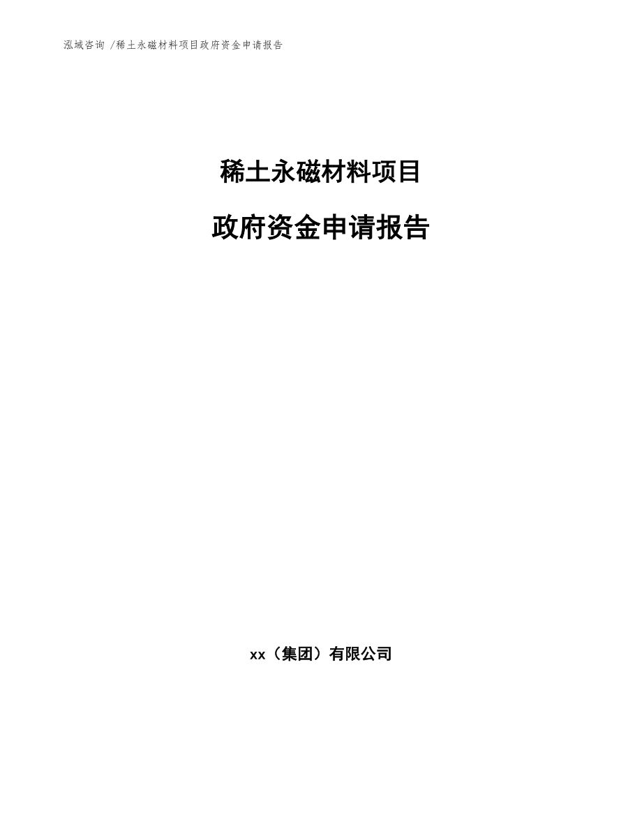 稀土永磁材料项目政府资金申请报告-模板_第1页