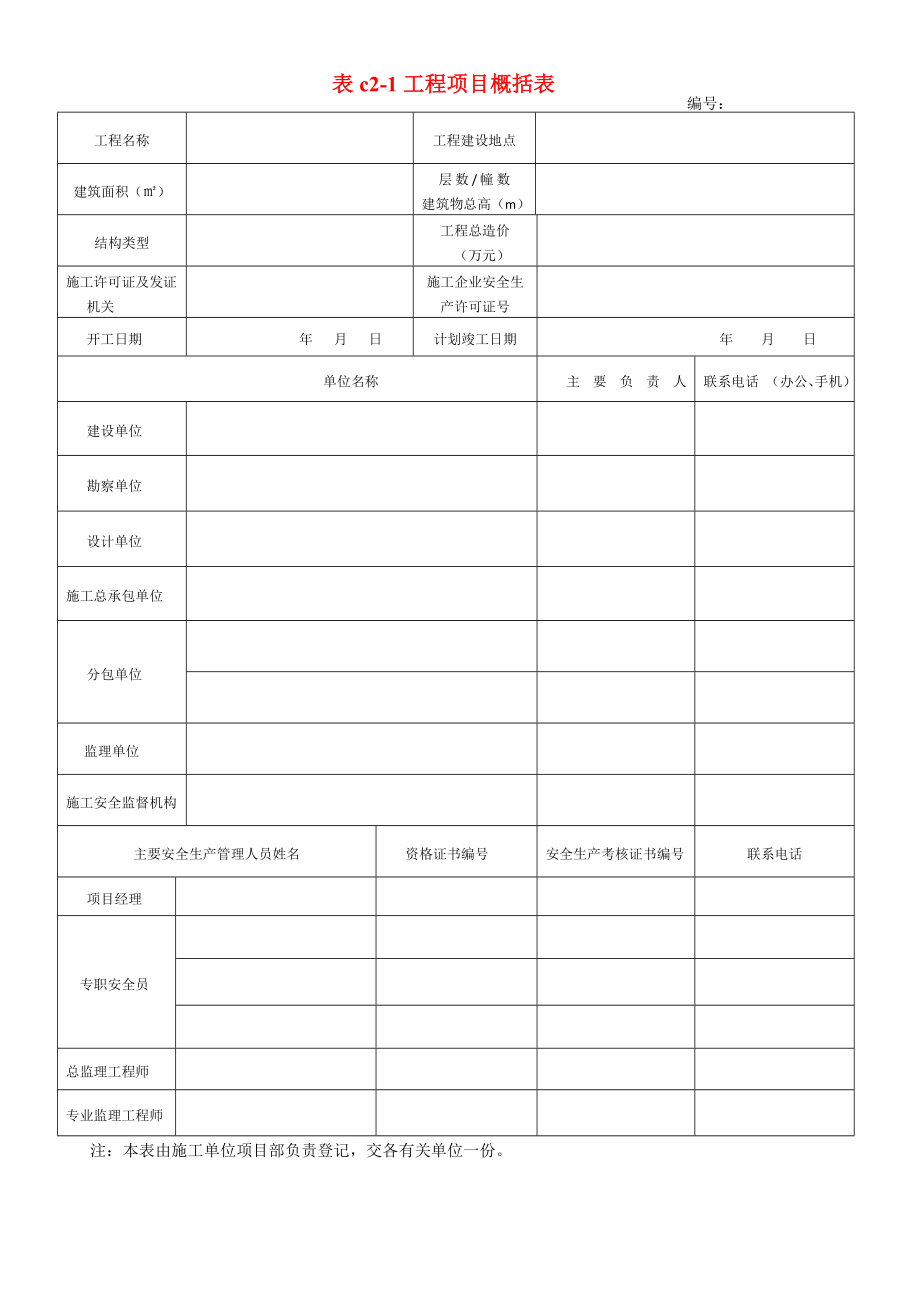 某某建筑施工安全技术范本管理标准表格_第1页