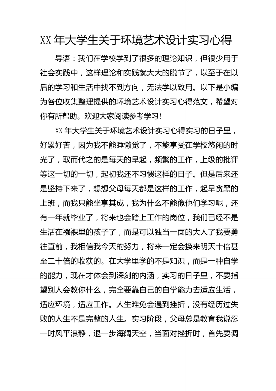 大学生环境艺术设计实习心得_第1页