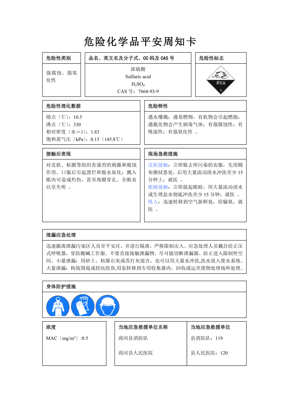 危险化学品安全周知卡编制完整版_第1页