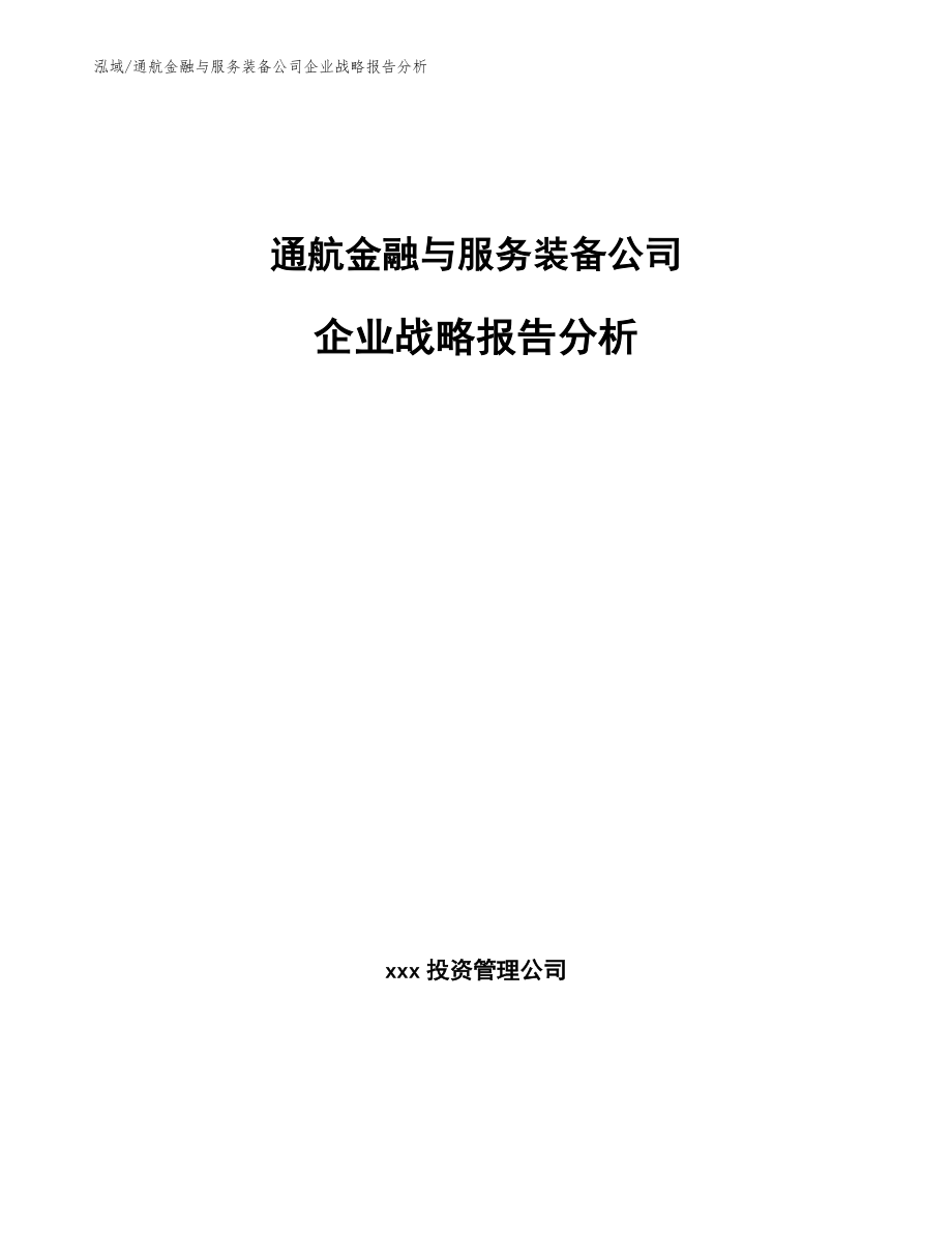 通航金融与服务装备公司企业战略报告分析【范文】_第1页