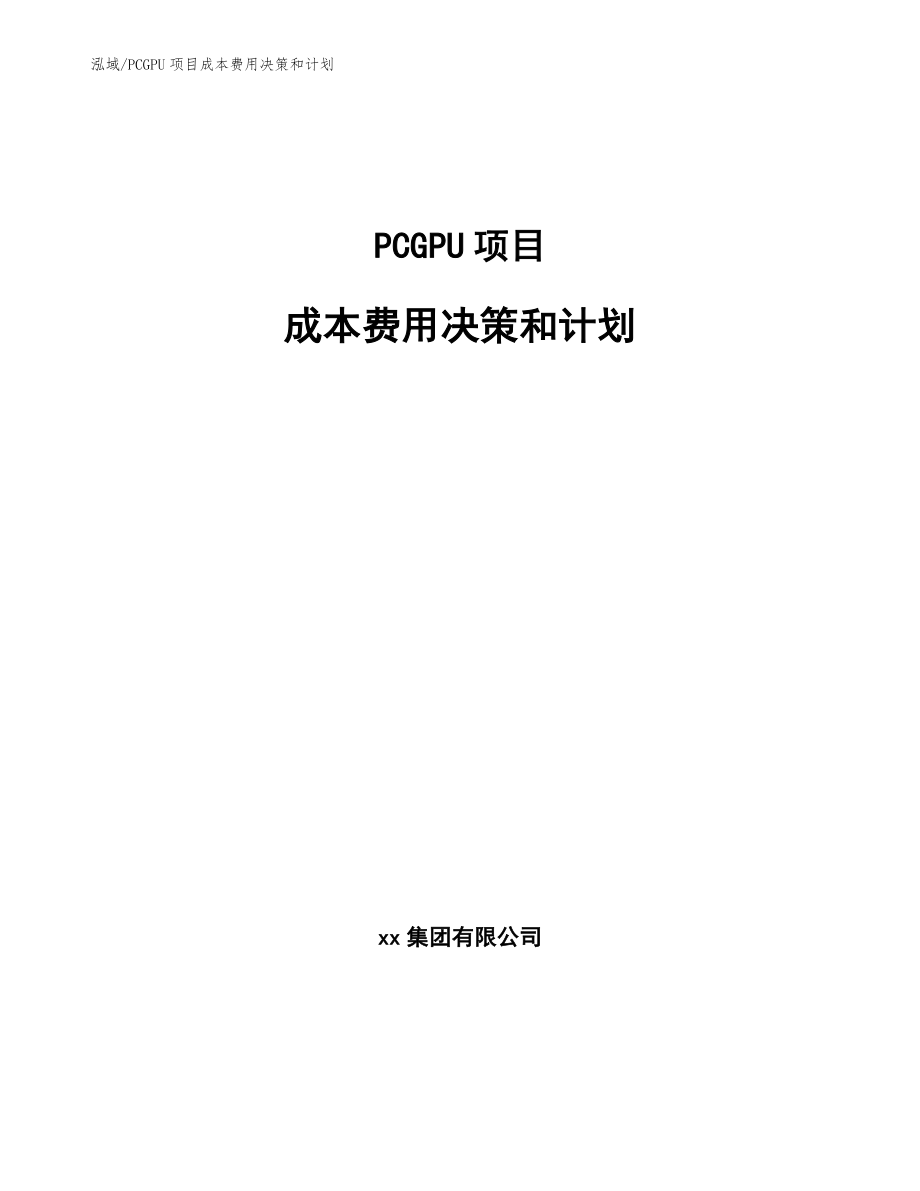 PCGPU项目成本费用决策和计划（范文）_第1页