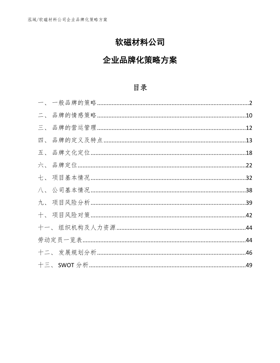 软磁材料公司企业品牌化策略方案【参考】_第1页