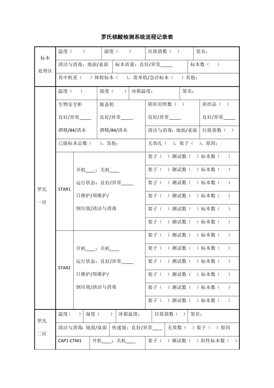 核酸检测系统流程记录表_第1页