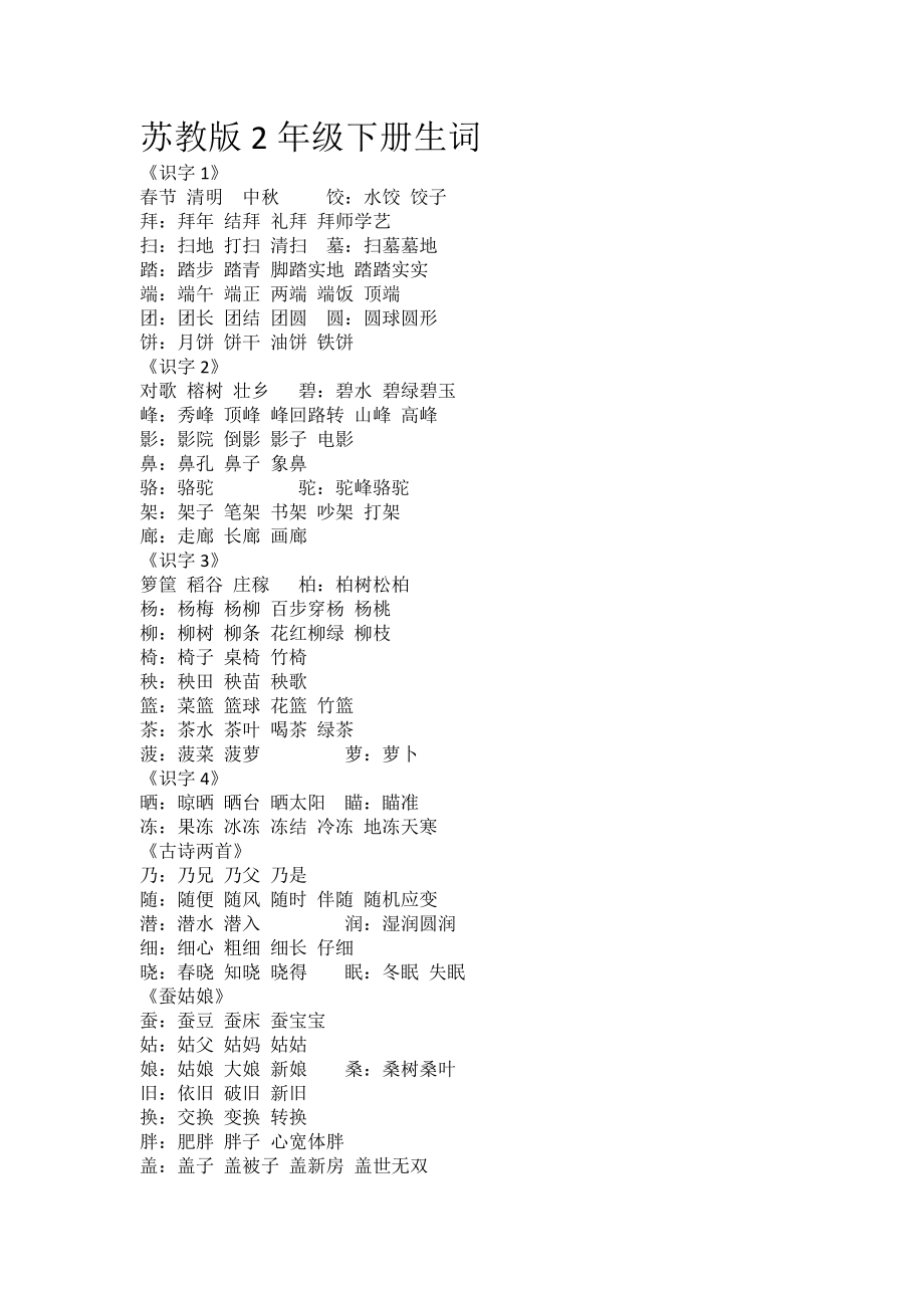 蘇教版2年級下冊生詞_第1頁