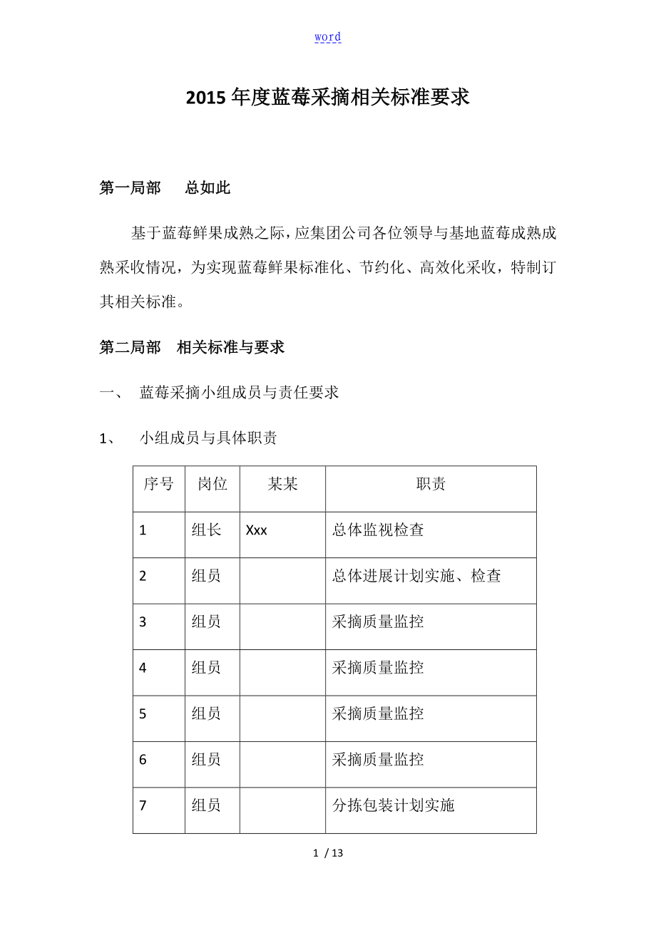 藍莓采摘相關實用標準要求_第1頁