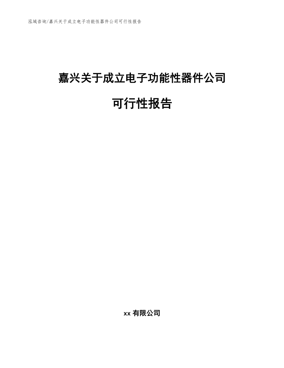 嘉兴关于成立电子功能性器件公司可行性报告【范文】_第1页