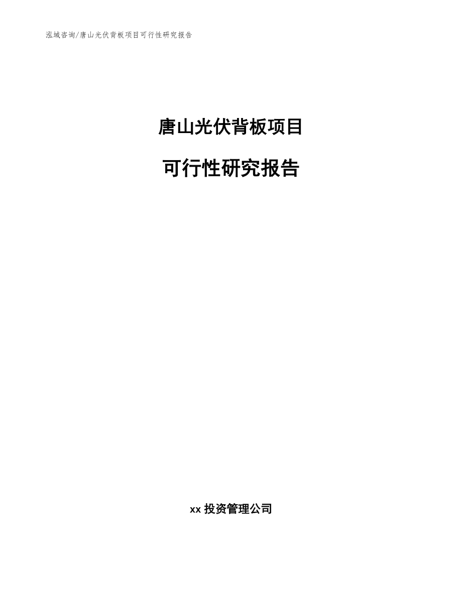 唐山光伏背板项目可行性研究报告_参考范文_第1页