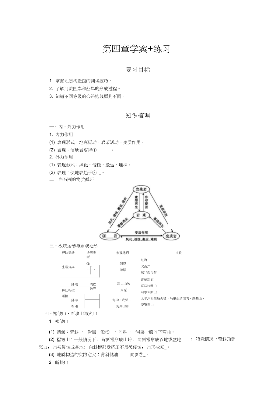 高一地理人教版必修一学案第四章复习含答案1_第1页