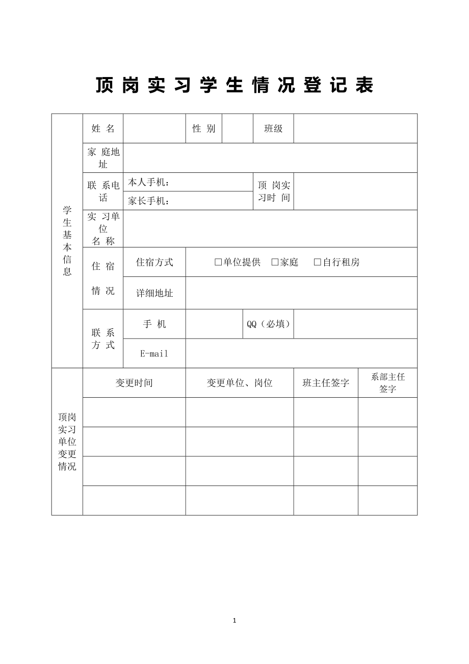 顶岗实习学生情况登记表_第1页