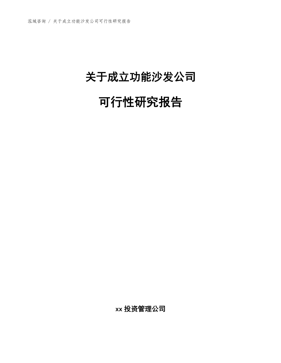 关于成立功能沙发公司可行性研究报告参考模板_第1页