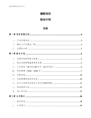 磷肥项目综合计划【范文】